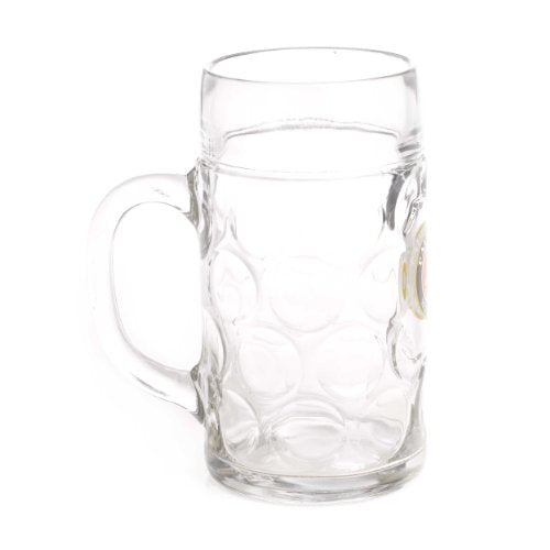 1-Liter Dimpled Glass Beer Mug - Traditional Oktoberfest Style Stein