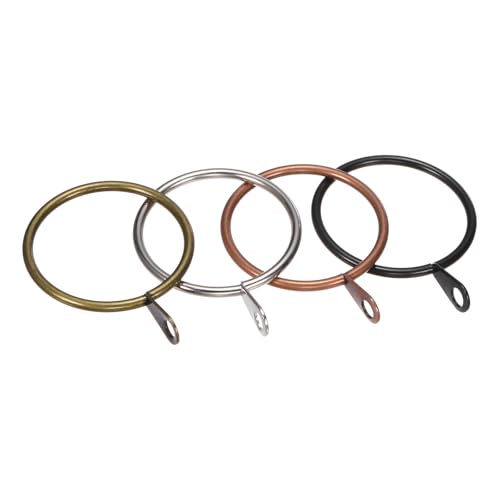 20-Pack Metal Curtain Rings with Eyelet, 1-Inch Interior Diameter Black