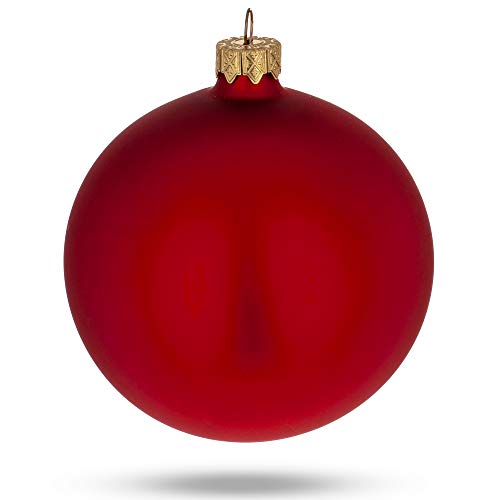 Set of 6 Matte Red Glass Ornaments 3.25 In — Mouth-Blown German Glass