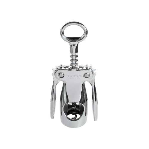 Vinturi Wing Corkscrew Wine Opener with Built-in Bottle Opener, Silver