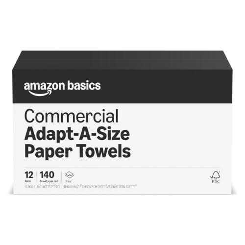 2-Ply White Adapt-a-Size Kitchen Paper Towels, 12 Rolls (1,680 Sheets)
