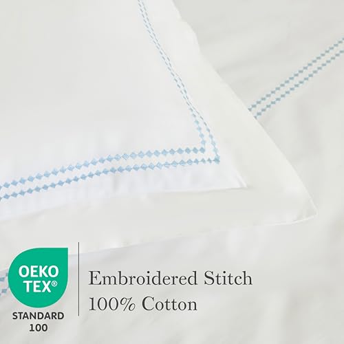 100% Cotton Sateen Embroidered Duvet Cover Set with 2 Pillow Shams