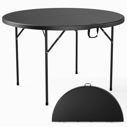 48-Inch Round Folding Table, Portable Bi-Folding Banquet Dining Table