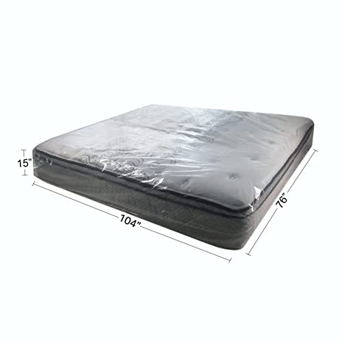 Heavy Duty Clear King Mattress Covers - 2 Pack, 76 x 15 x 104 inch
