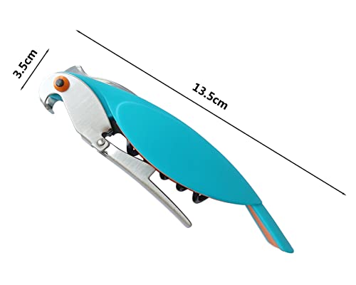 D DrNeeko Parrot Shape Waiters Corkscrew Wine Opener Light Blue - Bottle Opener & Foil Cutter