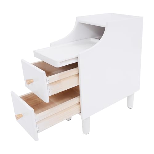 9.8-Inch Narrow Nightstand with 2 Drawers, Modern Wood Bedside Side Table