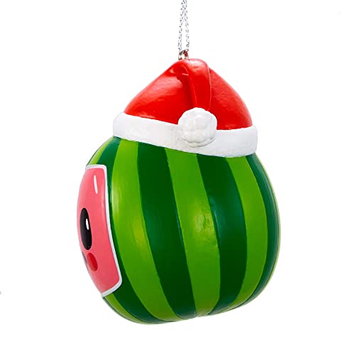 Cocomelon Watermelon With Santa Hat Ornament - Kurt Adler, Multi Color