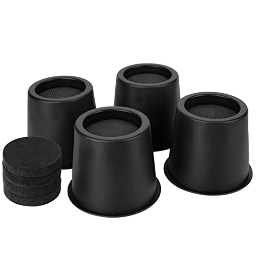 Heavy Duty Round Bed Risers - 4 Inch Non-Slip Furniture Lifts (4 Pack)