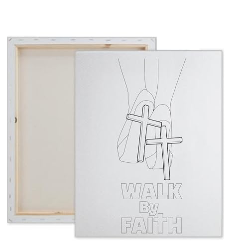 Pre-Drawn Walk By Faith Canvas Paint Kit, 11x14 Adult DIY Art Set