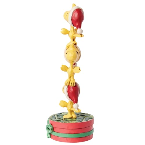 Enesco Peanuts Jim Shore Woodstock Stack Mini Figurine, 4.13in Handcrafted Resin