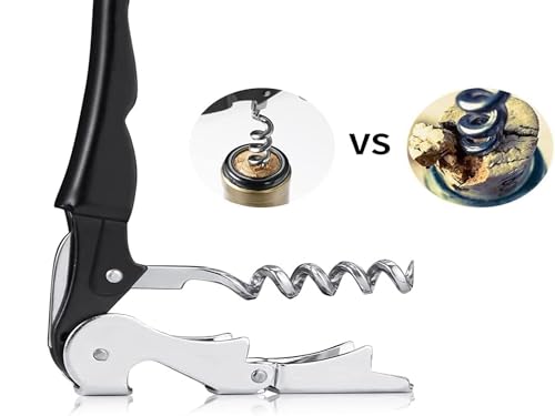 Kit-Home Black 4-Pack Professional Waiter Corkscrew Wine Opener Set with Heavy Duty Hinges