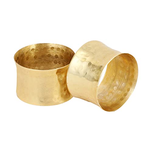 Gold Hammered Metal Napkin Rings, Set of 12 for Elegant Dining Table Decor