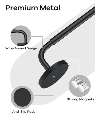 Magnetic Curtain Rod for Metal Doors, Adjustable 18 to 30 Inch Black Rod