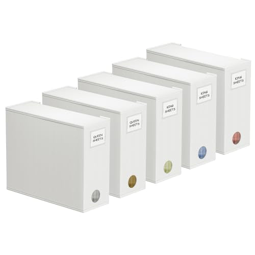 5-Pack Foldable Bed Sheet Organizers for Linen Closet with Label Cards