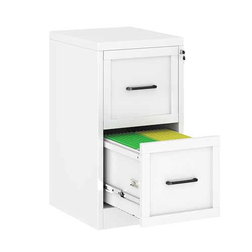 2-Drawer Vertical File Cabinet with Lock, White Steel Storage Organizer