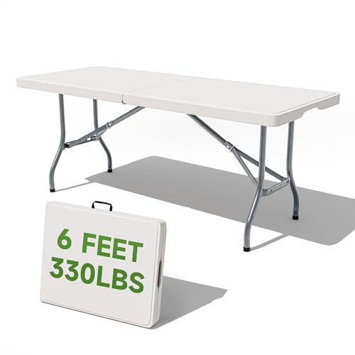 6-Foot Folding Table - Heavy Duty Portable Table with 330lb Capacity