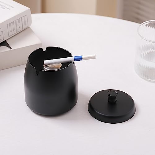 Stainless Steel Windproof Ashtray with Lid - Odorless Outdoor Ashtray