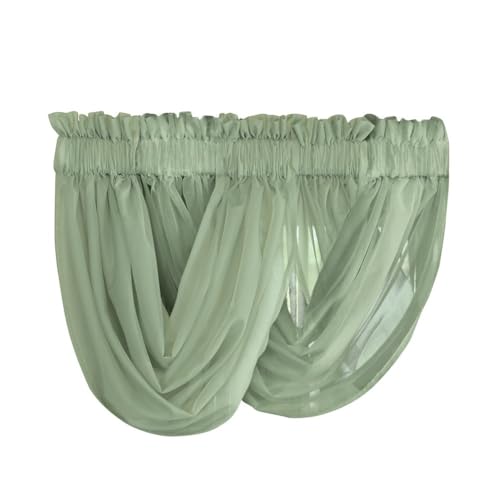 Scoop Sheer Valances - Two-Piece Rod Pocket Window Treatment, Sage