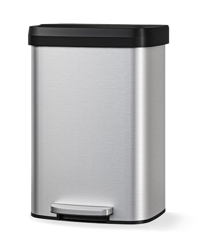 13 Gallon Stainless Steel Kitchen Trash Can with Soft Close Lid