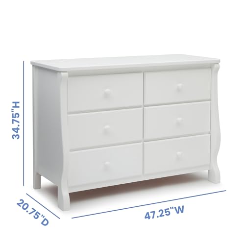 6-Drawer Nursery Dresser with Safety Interlocking Drawers - White
