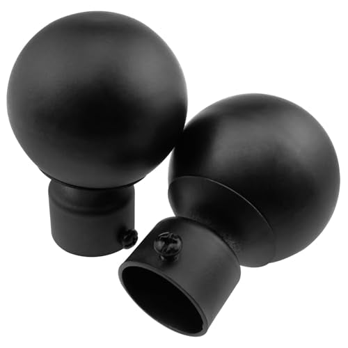2PCS Metal Curtain Rod End Plugs - 1.1 Inch Spherical Finials for 28mm Rods