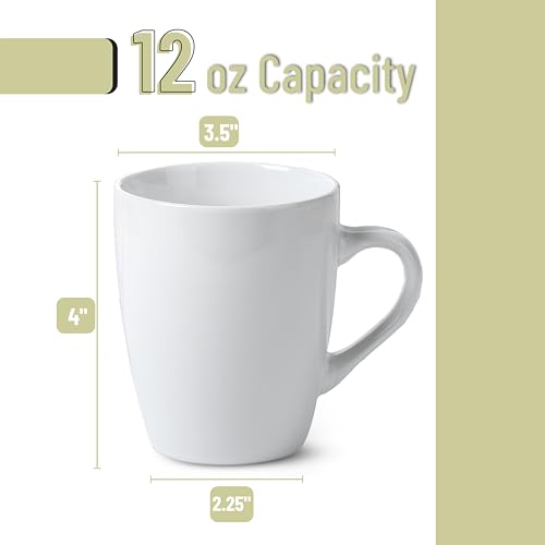 BTaT White Ceramic Coffee Mug Set 4 Pack 12oz - Brew To A Tea