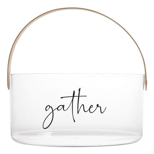 Gather - Santa Barbara Design Studio Clear Acrylic Champagne Bucket with Leather Handle, 8.25" dia x 4" tall
