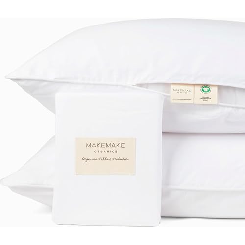 Organic Cotton Pillow Protectors - Set of 2, King Size Zippered Case