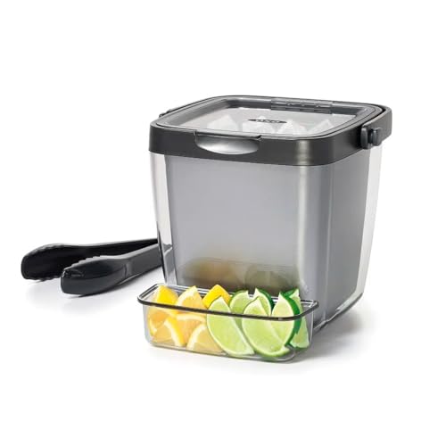 OXO Good Grips Double Wall Ice Bucket with Tongs & Garnish Tray – Pack of 1