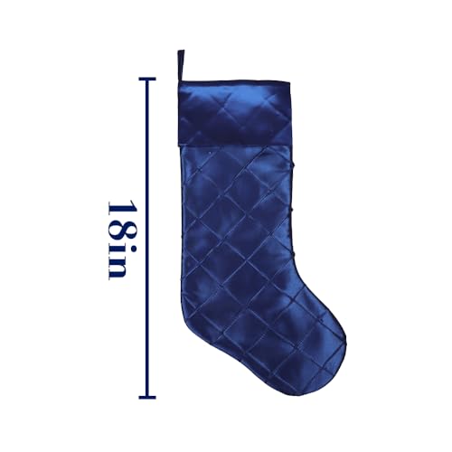 LimBridge 18-Inch Christmas Stockings 5 Pack White & Blue with Glitter Snowflake Star Trim