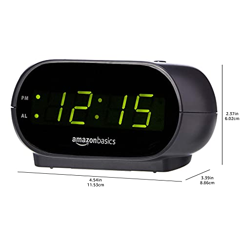 Amazon Basics Small Digital Alarm Clock with LED Display & Nightlight