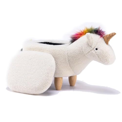 Unicorn Fabric Storage Ottoman for Kids Bedroom and Playroom