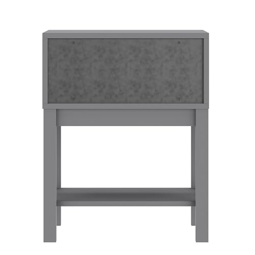 Kids Wooden Nightstand with Storage Drawer and Open Shelf, Gray