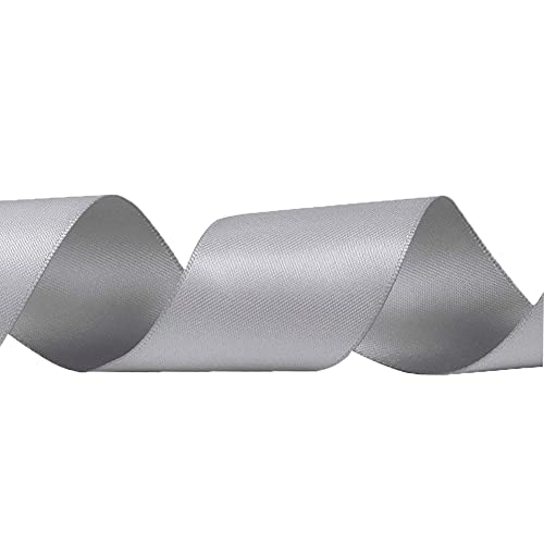 LIUYAXI Silver Double Face Satin Ribbon 1.5" x 50 Yards for Gift Wrapping & Crafts