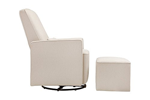 Nursery Glider Chair with Storage Ottoman - 360° Swivel Rocker, Cream