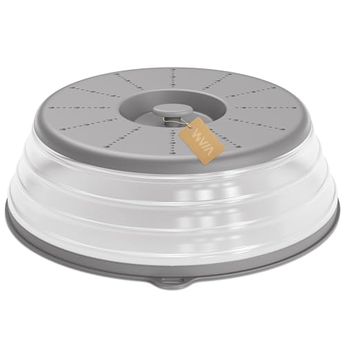 Collapsible Microwave Splatter Cover - Vented Food Guard & Colander (11 Inch)