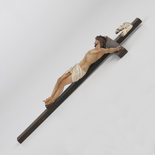 10-Inch Wall Crucifix, Handpainted Stone Resin Jesus Christ Wall Cross