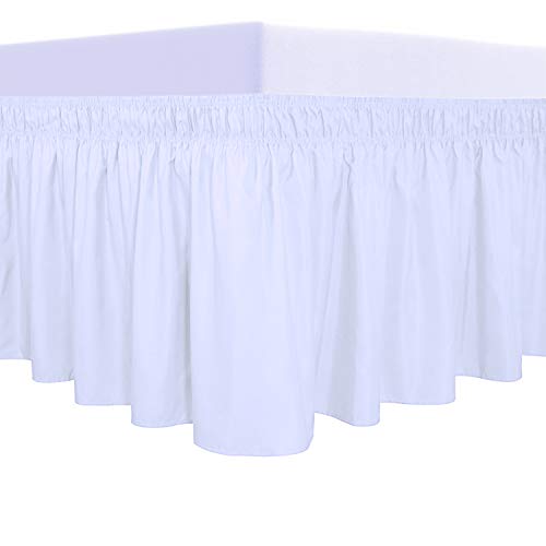 Wrap Around Ruffled Bed Skirt with Adjustable Elastic - 18" Drop, Queen/King