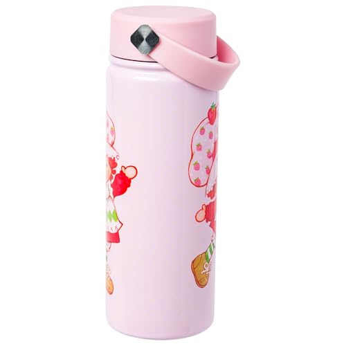 Silver Buffalo Strawberry Shortcake Stainless Steel Water Bottle with Swivel Handle, 20 Ounces