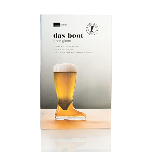 1 Liter German-Style Glass Beer Boot – Classic Oktoberfest Beer Mug