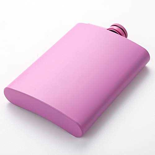 FYL Pink Matte Stainless Steel Hip Flask 8 Oz Leakproof with Funnel