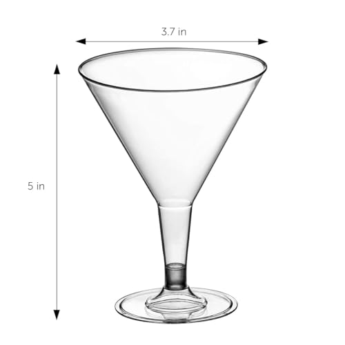 24 Pack BPA-Free Plastic Martini Glasses 7 oz – Shatter-Resistant Party Cups