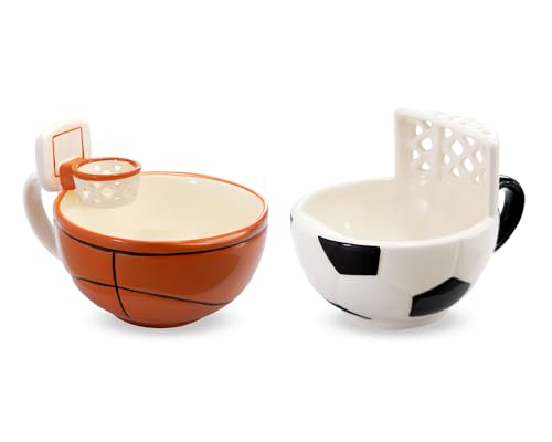 Sports Fan Gift Set: Basketball and Soccer Mug with Hoops for Kids & Adults
