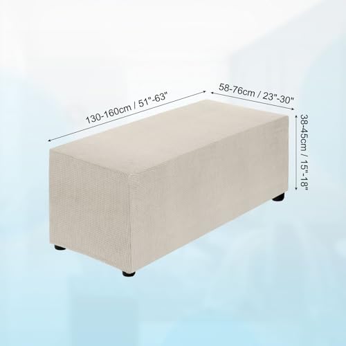 Stretch Ottoman Cover for Rectangular Square Ottomans - Beige, X-Large