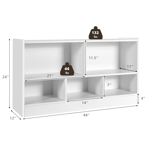 5-Section Kids Toy Storage Organizer & Bookshelf - Wooden Playroom Cabinet