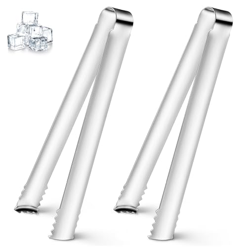 DAILY KISN Stainless Steel Ice Tongs with Teeth - Perfect for Cocktails & Food Serving
