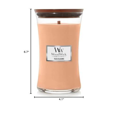 WoodWick Yuzu Blooms Gifts for Women and Men, 21.5 oz Large Hourglass Candle with Crackling Wick