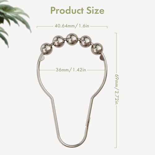 Amazer Rustproof Stainless Steel Shower Curtain Hooks - Polished Nickel Set of 12