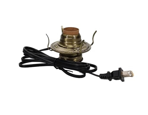 Electric Burner Antique Brass Plated with Black Cord & Switch