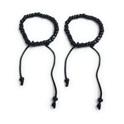 Adjustable Baby Nazariya Bracelet Set - Black and White Beads for Newborns